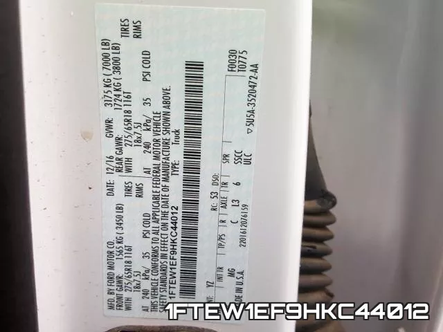 1FTEW1EF9HKC44012 фото 2