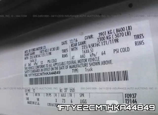 1FTYE2CM7HKA44849 фото 9