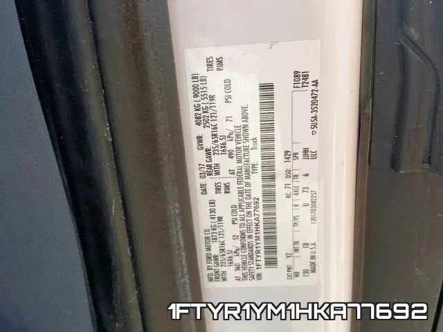 1FTYR1YM1HKA77692 фото 2