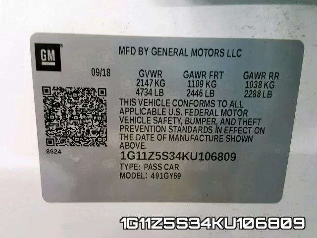 1G11Z5S34KU106809 фото 2