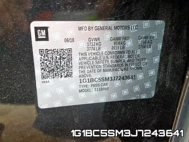 1G1BC5SM3J7243641 фото 2