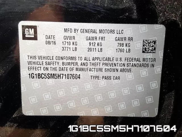 1G1BC5SM5H7107604 фото 2