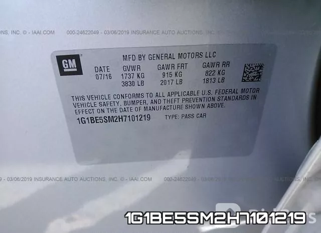 1G1BE5SM2H7101219 фото 10