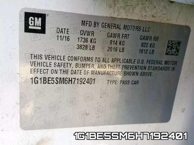 1G1BE5SM6H7192401 фото 2