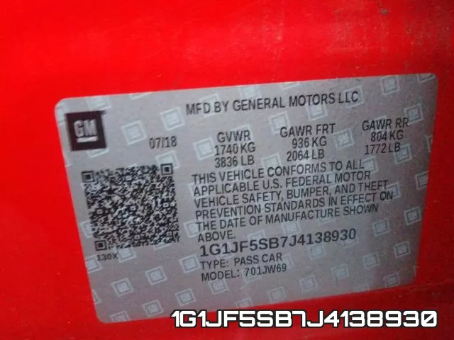 1G1JF5SB7J4138930 фото 2