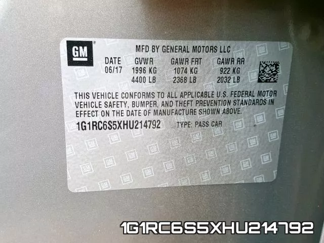 1G1RC6S5XHU214792 фото 2