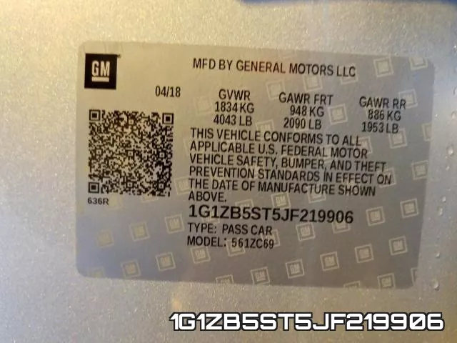 1G1ZB5ST5JF219906 фото 2