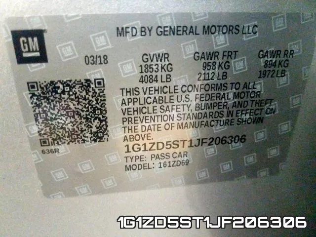 1G1ZD5ST1JF206306 фото 2