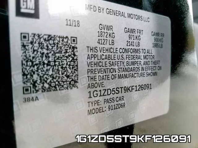 1G1ZD5ST9KF126091 фото 2