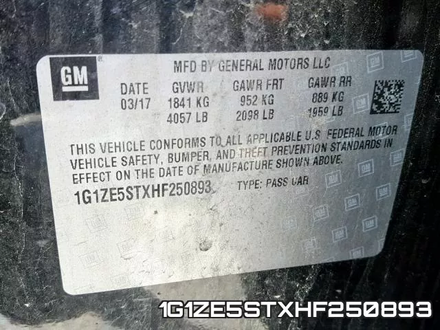 1G1ZE5STXHF250893 фото 2