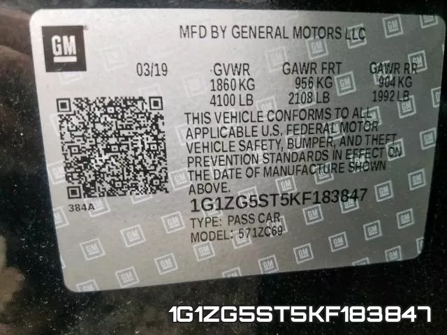 1G1ZG5ST5KF183847 фото 2