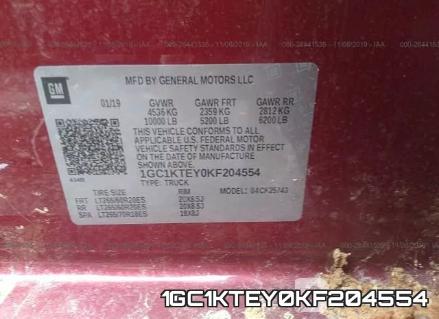 1GC1KTEY0KF204554 фото 10