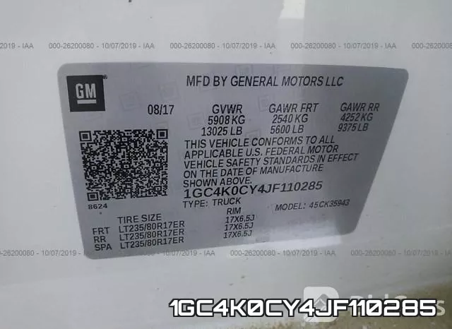 1GC4K0CY4JF110285 фото 8
