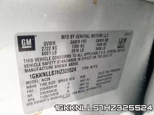 1GKKNLLS7HZ325524 фото 2