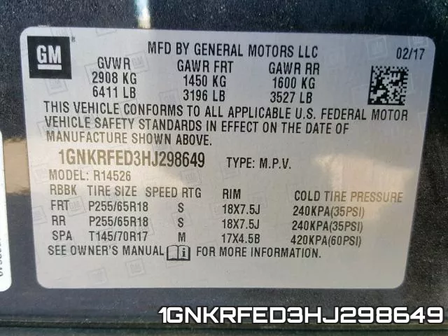 1GNKRFED3HJ298649 фото 2