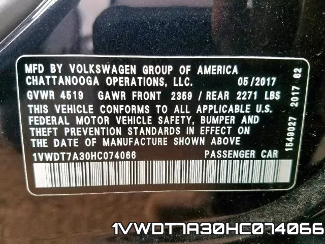 1VWDT7A30HC074066 фото 2