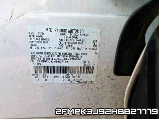 2FMPK3J92HBB27779 фото 2