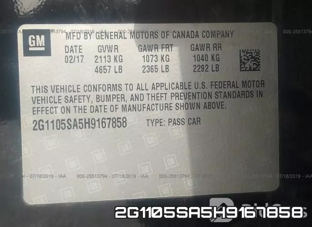 2G1105SA5H9167858 фото 9
