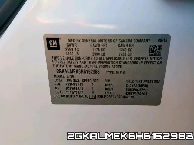 2GKALMEK6H6152983 фото 2