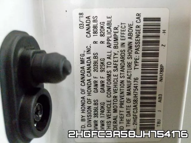 2HGFC3A58JH754176 фото 2