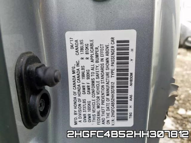 2HGFC4B52HH307812 фото 2