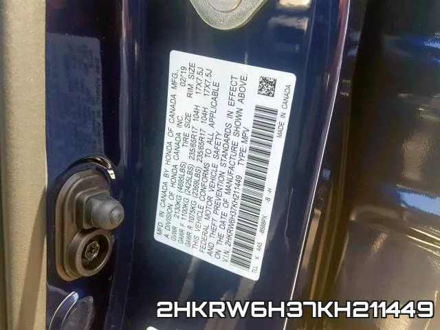 2HKRW6H37KH211449 фото 2