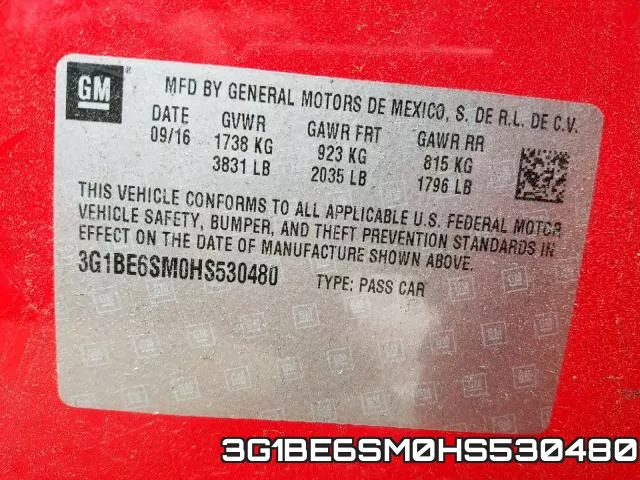 3G1BE6SM0HS530480 фото 2