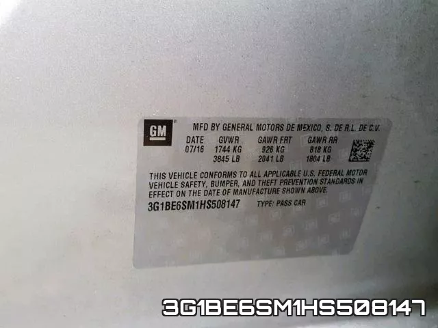 3G1BE6SM1HS508147 фото 2