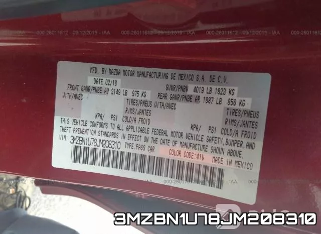 3MZBN1U78JM208310 фото 9