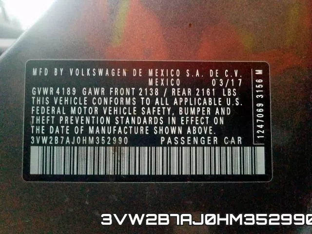 3VW2B7AJ0HM352990 фото 2