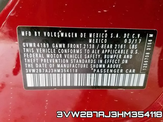 3VW2B7AJ3HM354118 фото 2