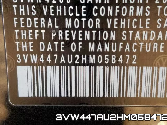 3VW447AU2HM058472 фото 2
