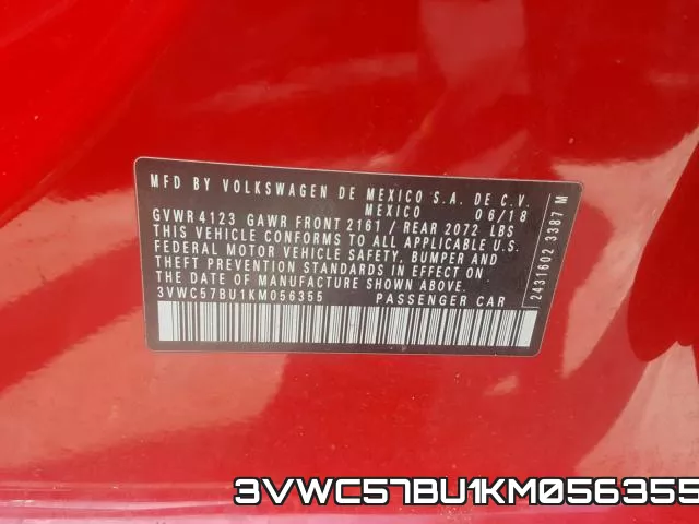 3VWC57BU1KM056355 фото 2
