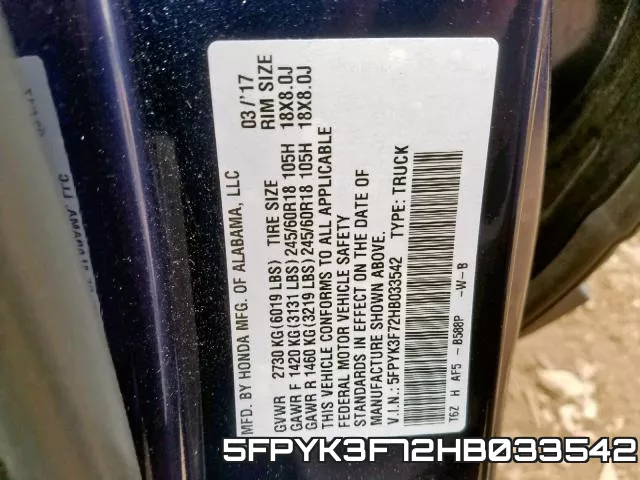 5FPYK3F72HB033542 фото 2