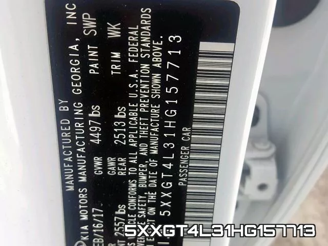 5XXGT4L31HG157713 фото 2