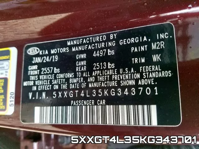 5XXGT4L35KG343701 фото 2
