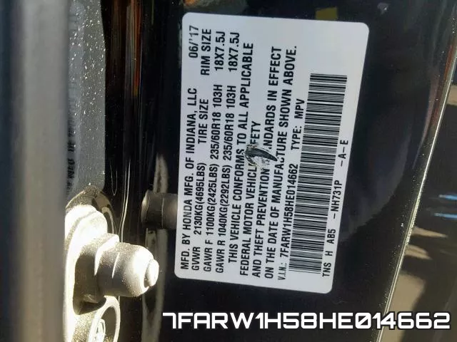 7FARW1H58HE014662 фото 2