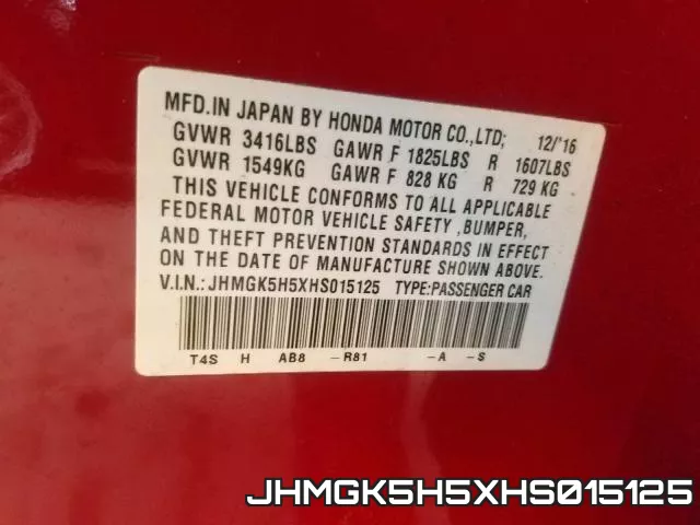 JHMGK5H5XHS015125 фото 2