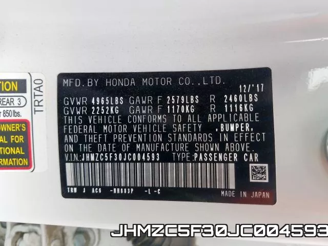 JHMZC5F30JC004593 фото 2