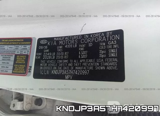 KNDJP3A57H7420997 фото 9