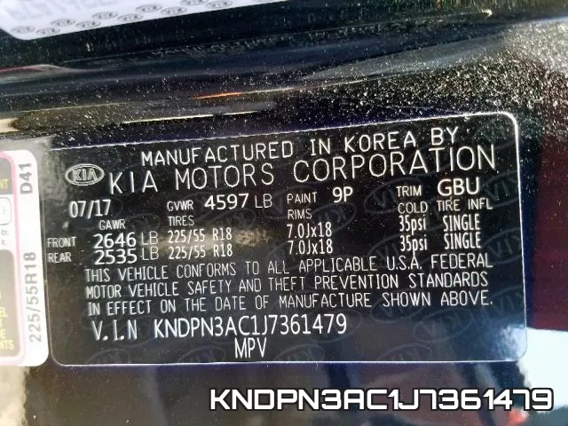 KNDPN3AC1J7361479 фото 2