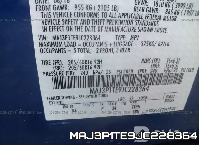 MAJ3P1TE9JC228364 фото 10