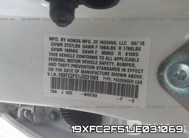 19XFC2F51JE031069 фото 10