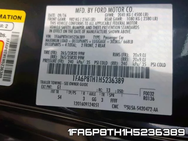 1FA6P8TH1H5236389 фото 2