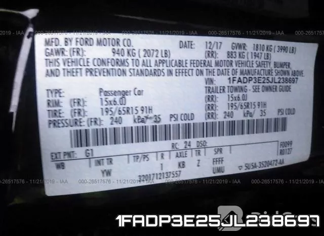 1FADP3E25JL238697 фото 8