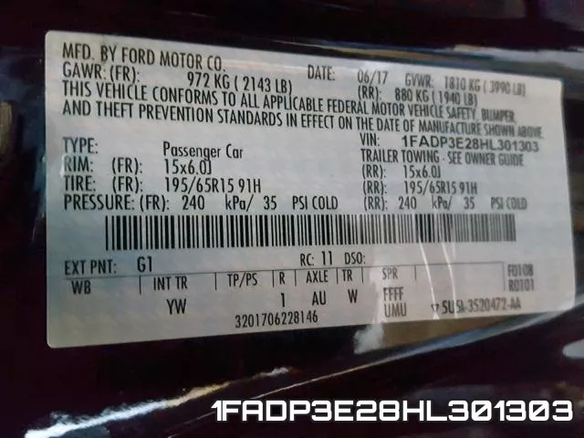 1FADP3E28HL301303 фото 2