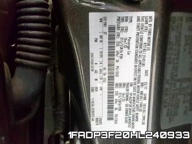 1FADP3F20HL240933 фото 2