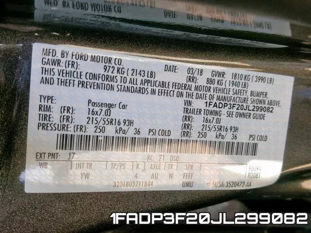 1FADP3F20JL299082 фото 2