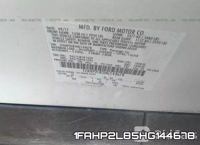 1FAHP2L85HG144678 фото 8