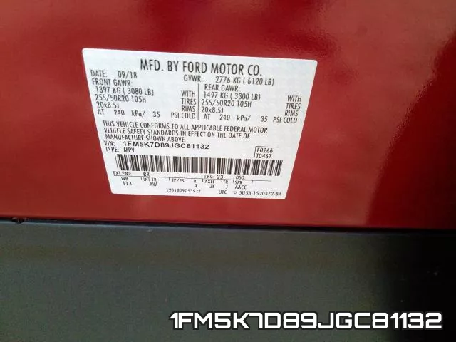 1FM5K7D89JGC81132 фото 2